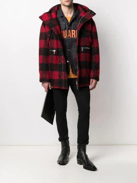 DSQUARED2 Checked Single-breasted Coat In Black