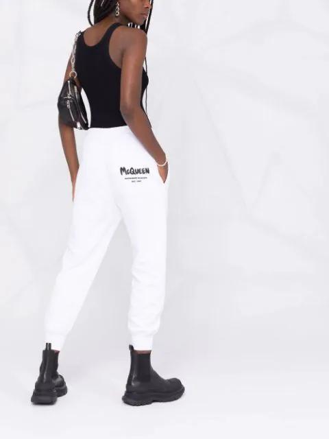 ALEXANDER MCQUEEN Printed Organic Cotton-jersey Track Pants In White