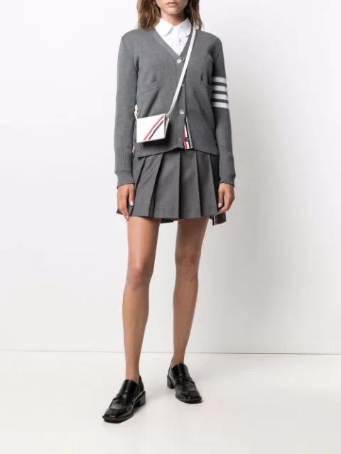 THOM BROWNE 4-bar Wool Melange Cardigan In Grey
