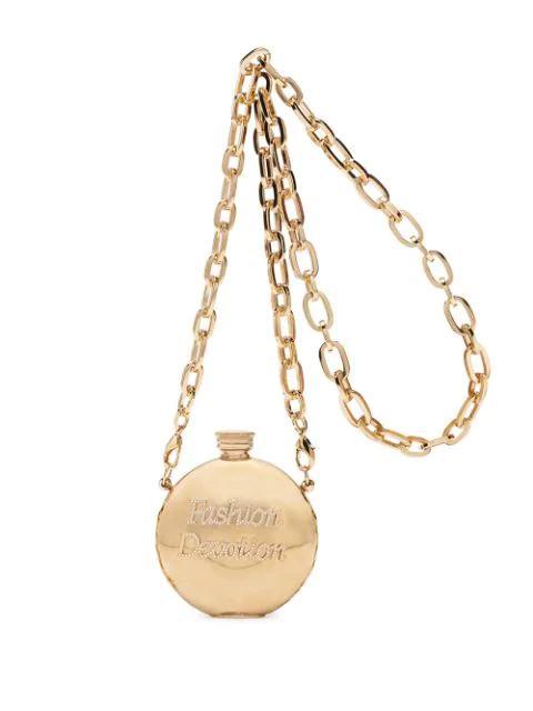 DOLCE & GABBANA Logo-plaque Crossbody Bag In Gold