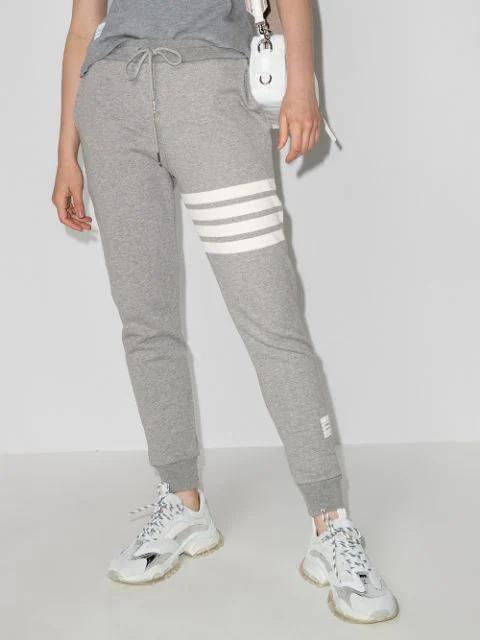 THOM BROWNE Light Grey Cotton 4bar Track Pants In Gray