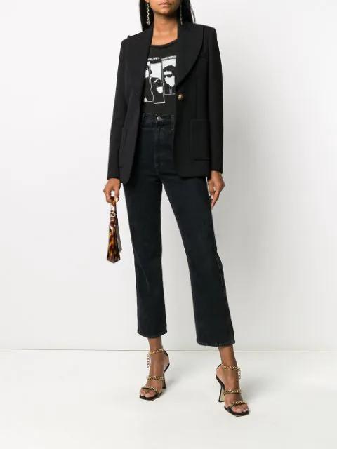 PINKO Kamut Black Single-breasted Jacket With Peak Revers In Viscose Blend Stretch Woman