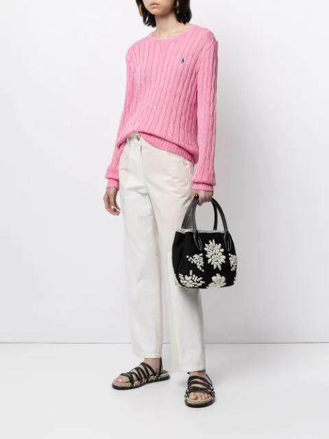 POLO RALPH LAUREN Maglia In Cotone A Trecce In Pink