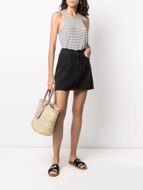 CHLOÉ Chloe Women Black Linen Woody Slippers In Multi