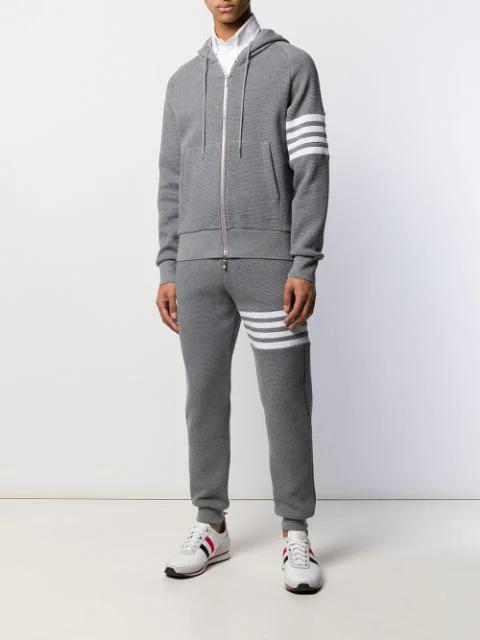 THOM BROWNE 4-bar Zip-up Hoodie In Classic Loopback In Gray
