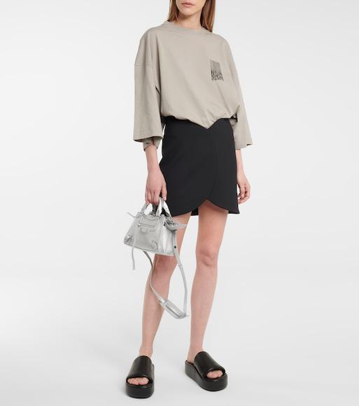 BALENCIAGA Rise Logo-print Leather Platform Slides In Black