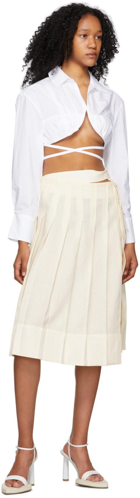 JACQUEMUS La Chemise Baci Cropped Cotton Shirt In White