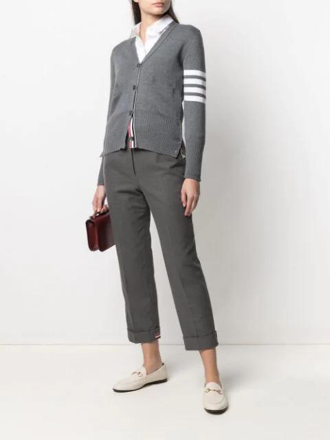 THOM BROWNE 4-bar Wool Melange Cardigan In Grey