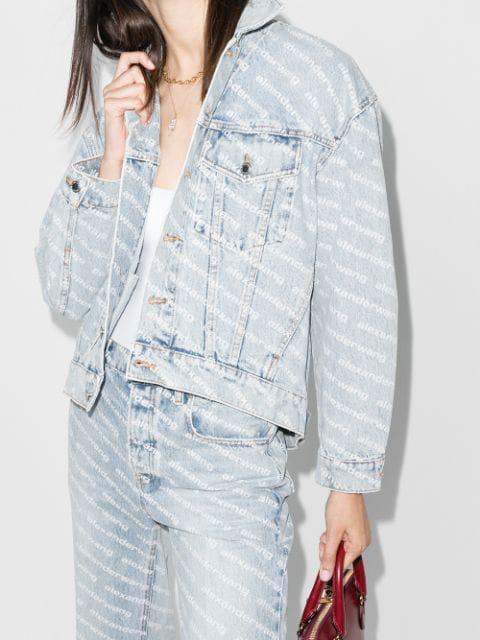 ALEXANDER WANG Falling Back Logo-print Denim Jacket In Blue