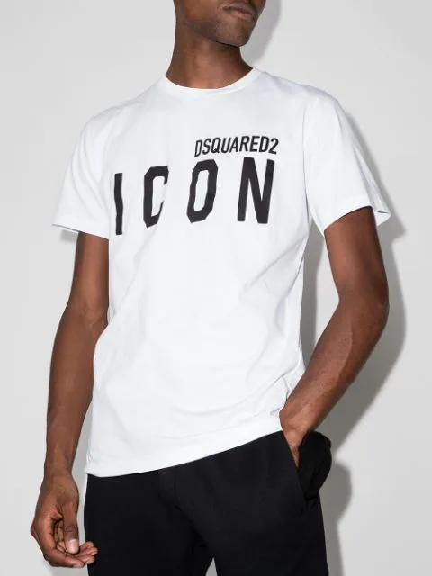 DSQUARED2 White Crewneck T-shirt With Maxi Logo Print On The Front In Cotton Man