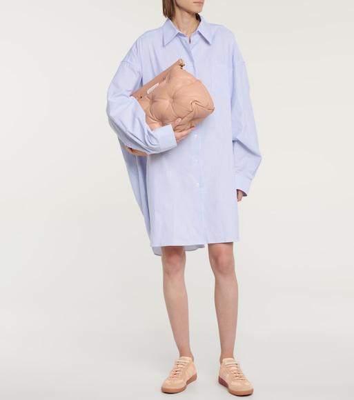MAISON MARGIELA 'replica' Pink Low Top Sneakers With Suede Details And Logo On The Tongue In Leather Woman In Beige