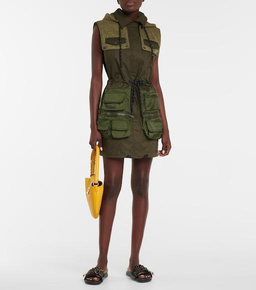 FENDI Black Brown Ff Vertigo Satin Slides In Brown Black