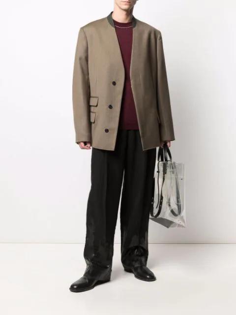 MAISON MARGIELA Stitch-logo Blazer In Neutrals