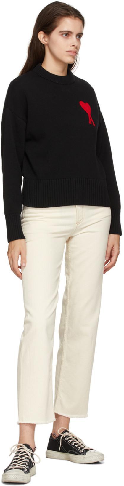 AMI ALEXANDRE MATTIUSSI Ami Paris Ami Paris De Coeur Wool Cardigan In Black