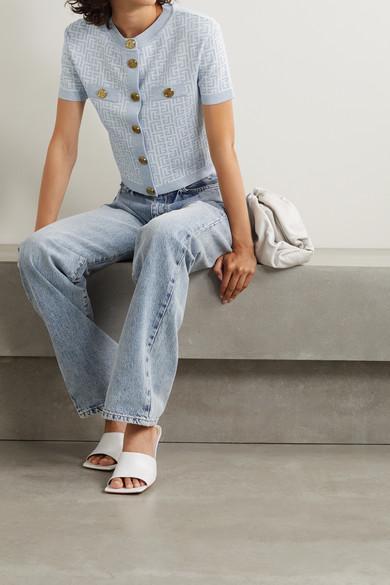 BOTTEGA VENETA Rubber Sole Leather Stretch Mule Sandal Optic White