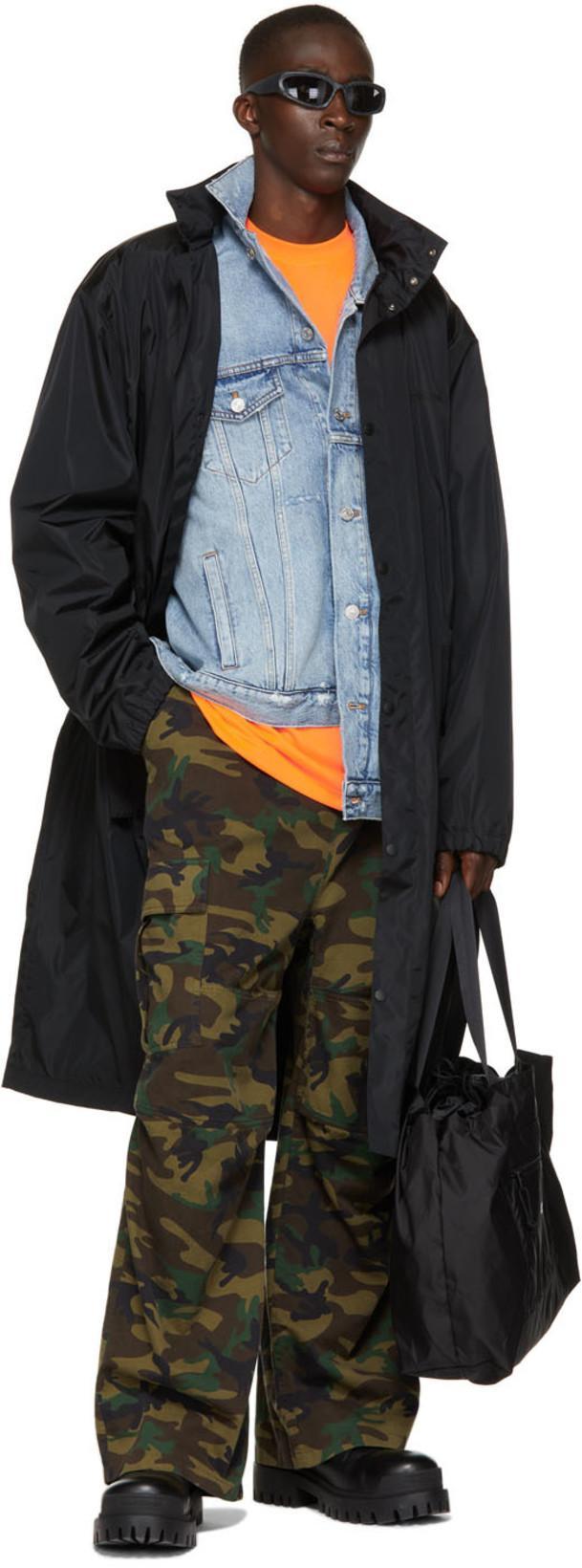 BALENCIAGA Black Nylon 'free' Long Raincoat In 1000 Black