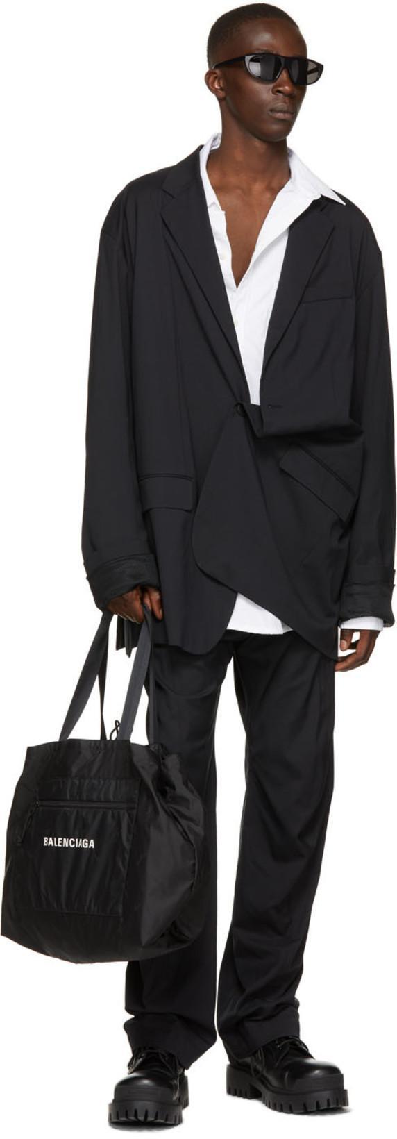 BALENCIAGA Black Nylon Tailored Trousers