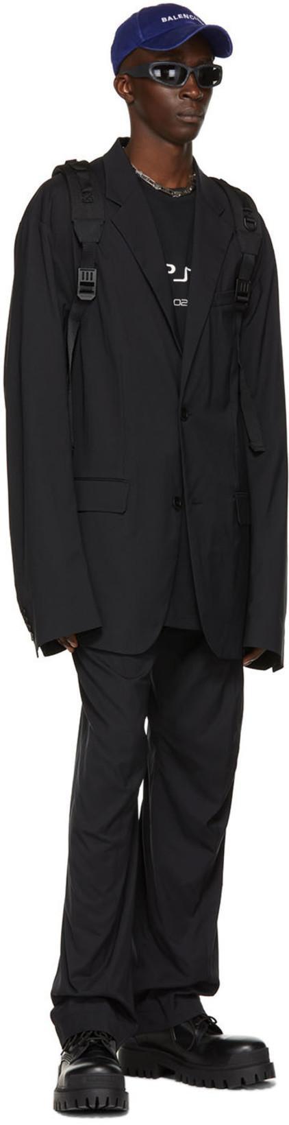 BALENCIAGA Black Nylon Tailored Trousers