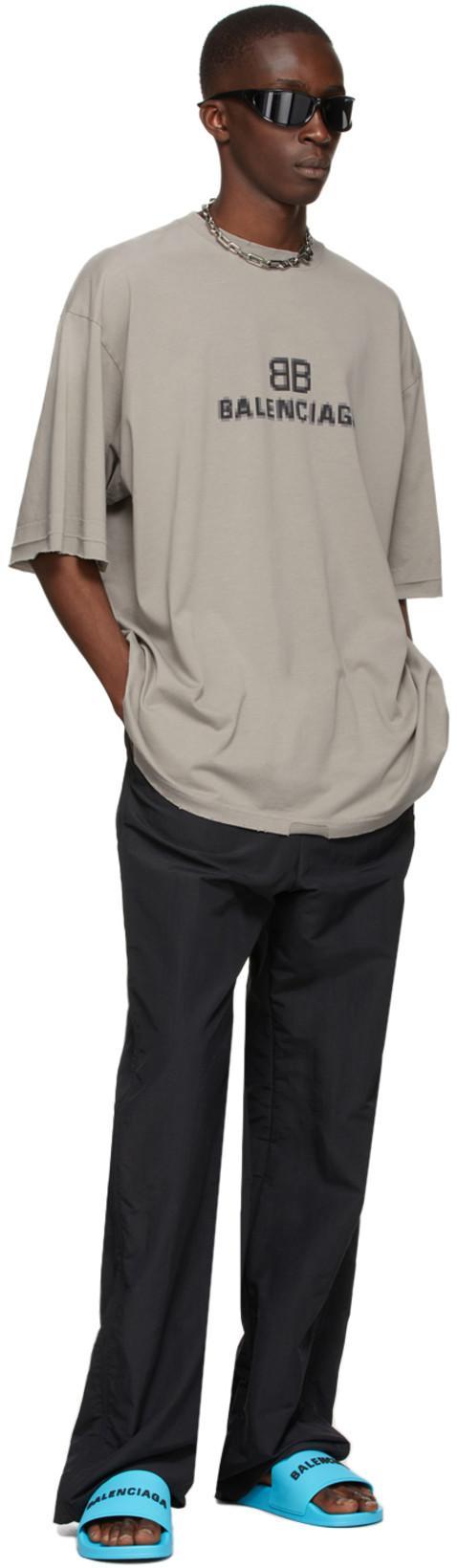 BALENCIAGA Raised Logo Pool Slides In Turquoise Black