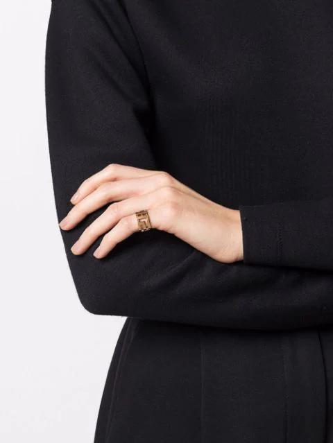 VERSACE Gold Tone Greca Ring In  Gold