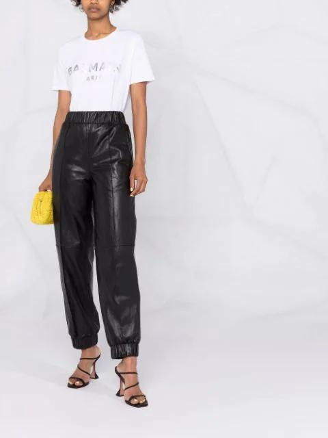 BALMAIN Printed Logo Cropped T-shirt In Black