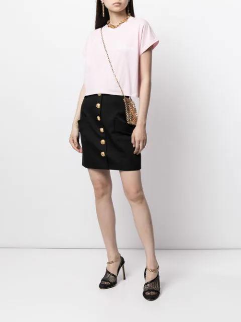 BALMAIN Button-embellished Wool-twill Mini Skirt In Black