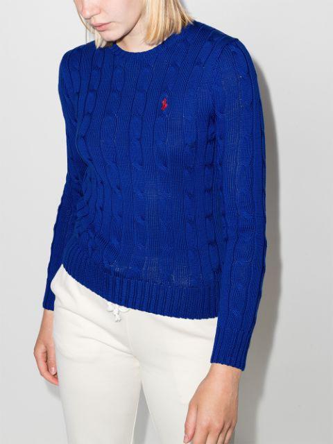 POLO RALPH LAUREN Cable-knit Wool-cashmere Jumper In Royal