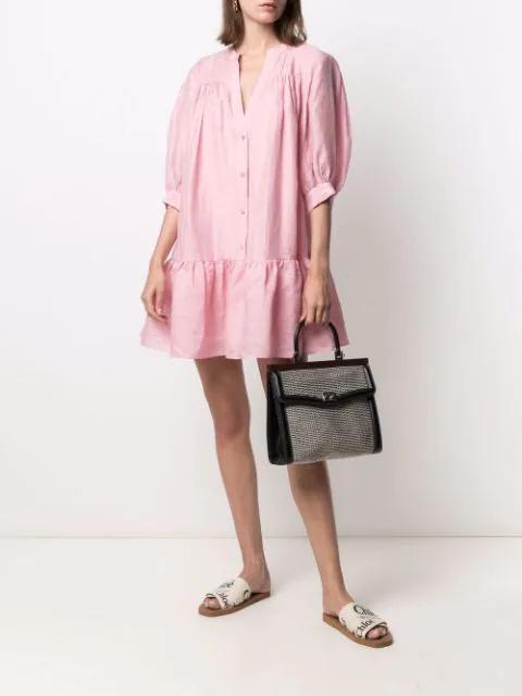 CHLOÉ Woody Flat Logo Ribbon Slide Sandals In White