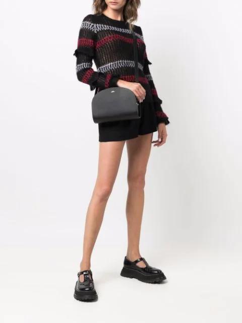 APC Stylish Black Leather Mini Crossbody Bag For Women