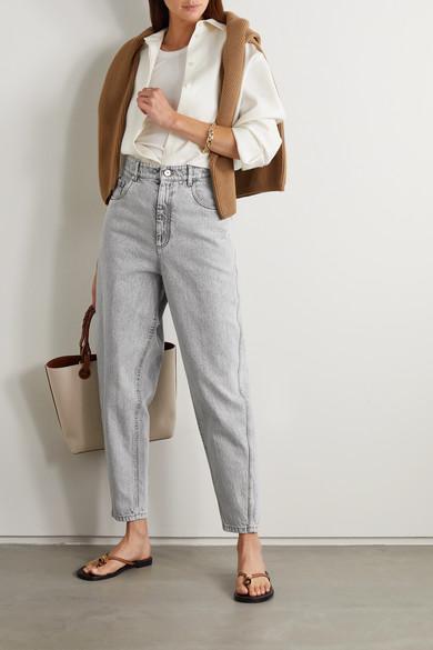 BRUNELLO CUCINELLI Precious Taupe Slides In Suede In Brown