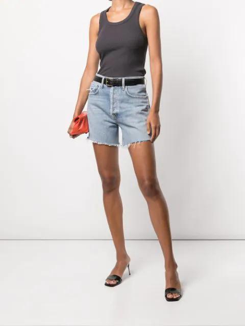 AGOLDE Riley Distressed-finish Jean Shorts In Light Blue