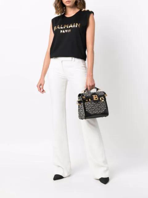 BALMAIN Logo-print Sleeveless T-shirt In Schwarz