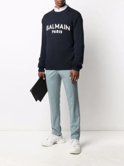 BALMAIN Branded Sweater In Blue In Black