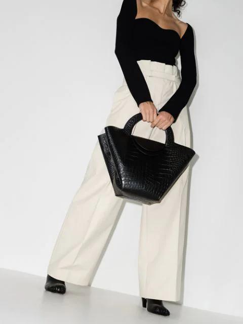 KHAITE Maddy Ribbed Sweetheart Neckline Top In Black