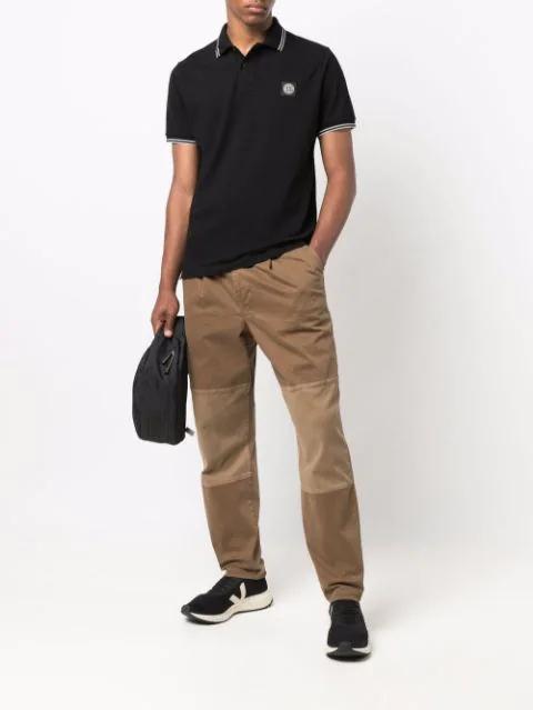 STONE ISLAND Short Sleeve Slim Polo In Blue