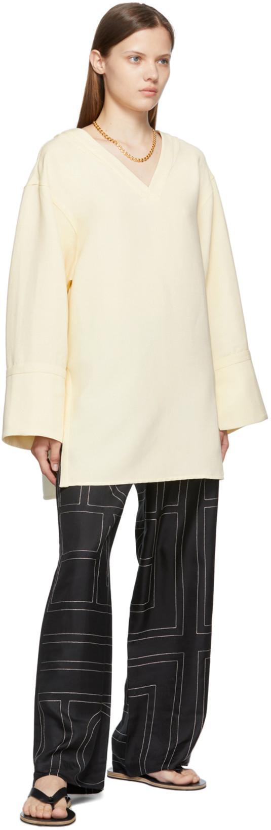 TOTÊME Toteme Women Silk Trousers With Monogram Logo Embroidery In Multi