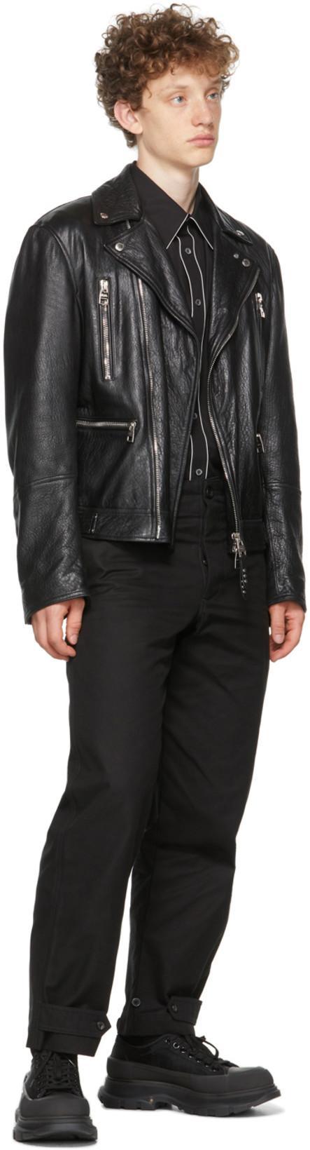 ALEXANDER MCQUEEN Mcqueen Textured Leather Jacket With Zip Closure In Black