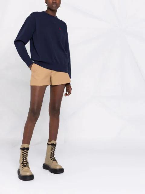 POLO RALPH LAUREN Logo-detail Crew-neck Sweater In Blue