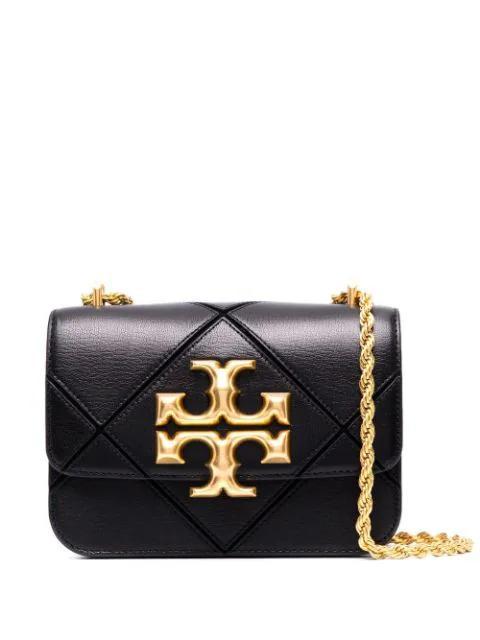 TORY BURCH Small Eleanor Pebbled Leather Convertible Shoulder Bag In Black