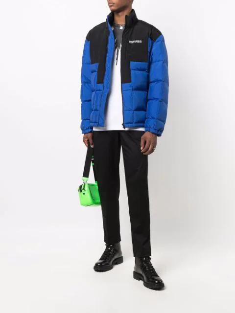 MARCELO BURLON COUNTY OF MILAN Marcelo Burlon Cross Block Logo Down Jacket In Blue