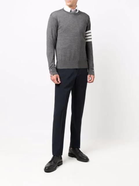 THOM BROWNE Milano Stitch Crew Neck Pullover In Gray