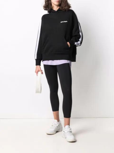 PALM ANGELS Black Leggings With Contrasting Stripes In Stretch Polyamide Woman
