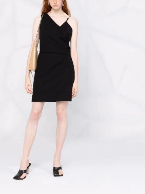 GIVENCHY Chain-strap Asymmetric-neck Dress In Black