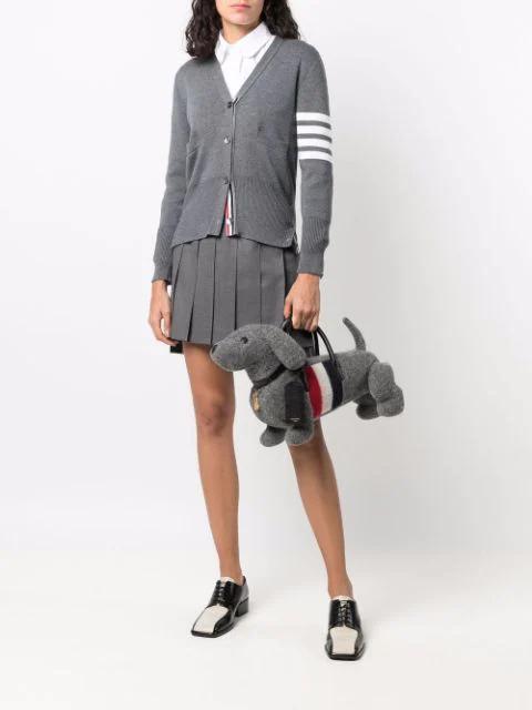 THOM BROWNE 4-bar Wool Melange Cardigan In Grey