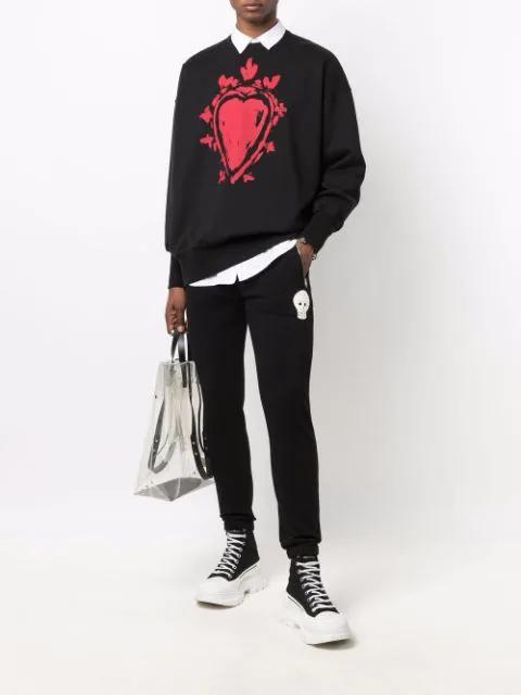 ALEXANDER MCQUEEN Logo-embroidered Track Pants In Darkest Black