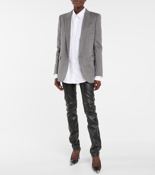 SAINT LAURENT White Classic Cotton Shirt In Animal Print