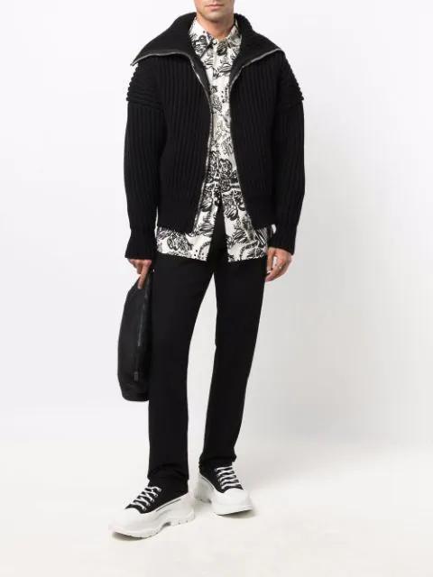 ALEXANDER MCQUEEN Washed-black Cotton-blend Skinny-cut Denim Jeans