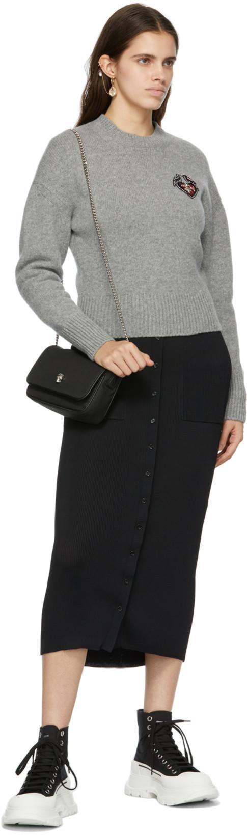 ALEXANDER MCQUEEN Black Canvas Tread Slick Sneakers