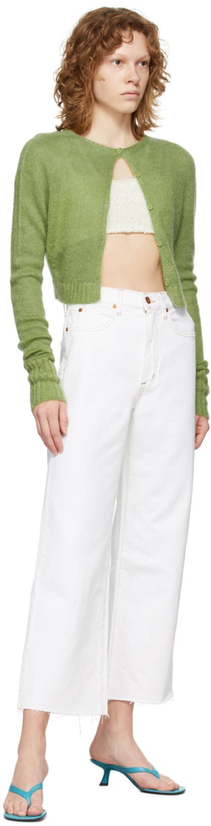 SLVRLAKE Grace High Waist Organic Cotton Denim Wide Leg Jeans In Ecru