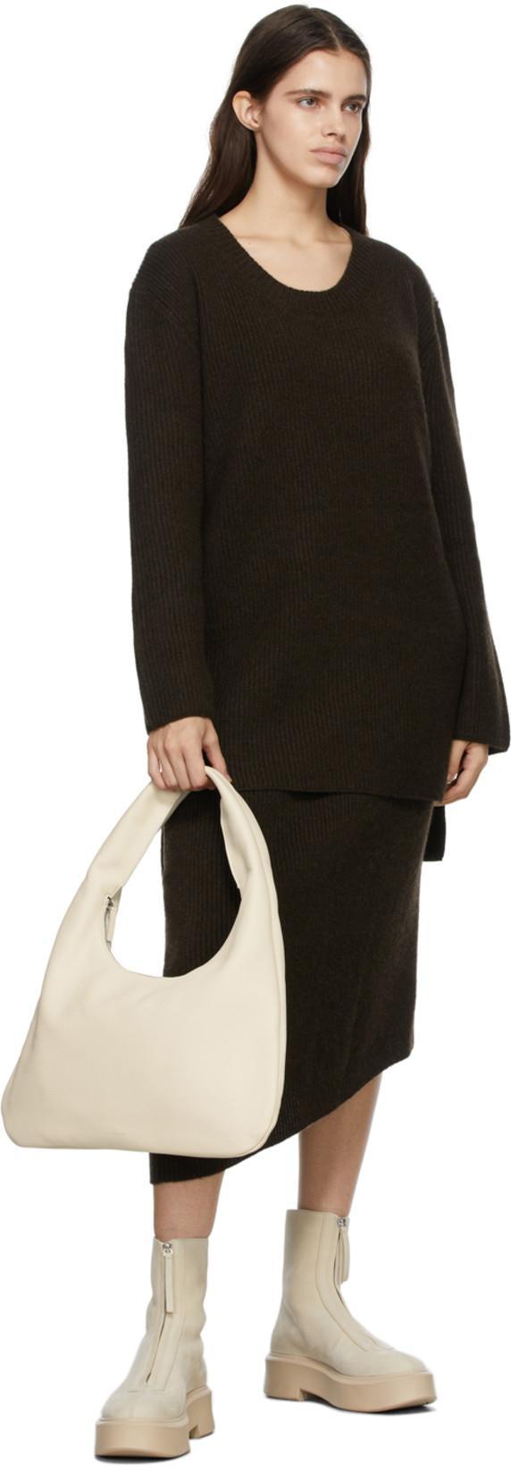 THE ROW Zip Leather Platform Boots In Gray